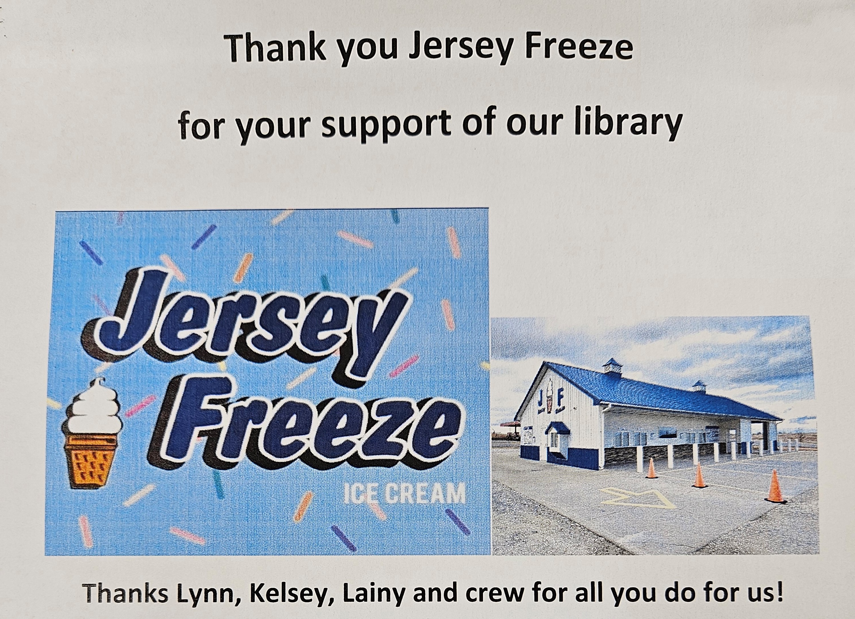 Thank you Jersey Freeze for all of your support!!