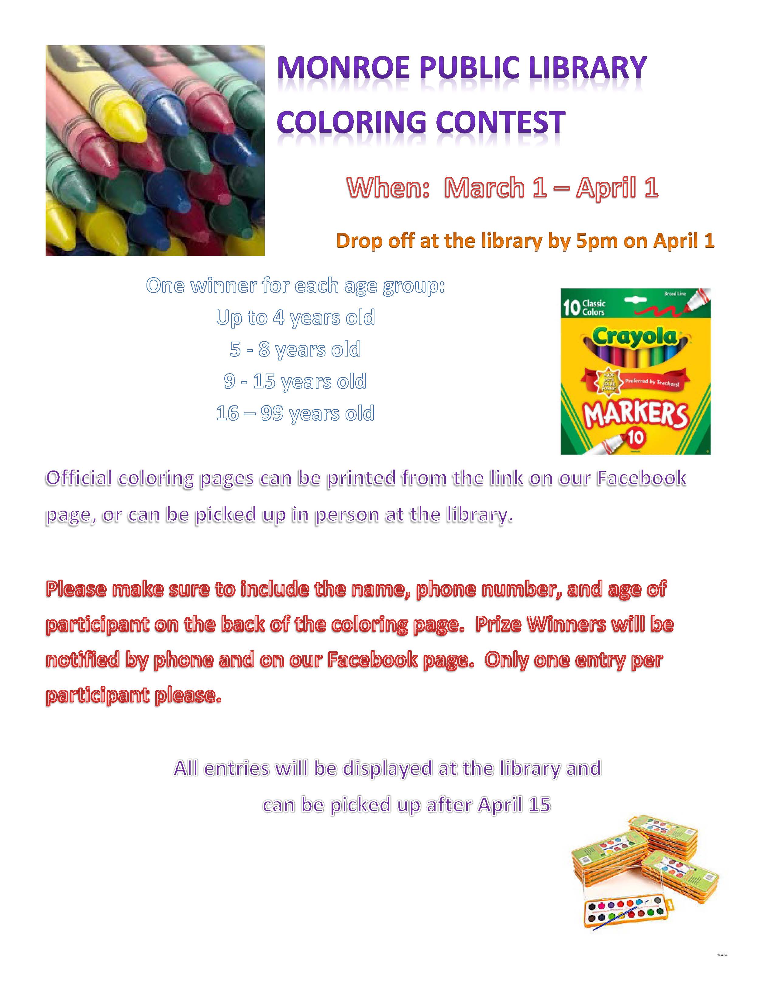 March Coloring Contest - See Below for details